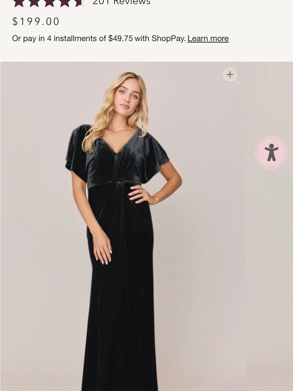 Revelry “Gwen”Black Velvet V-Neck Maxi Dress